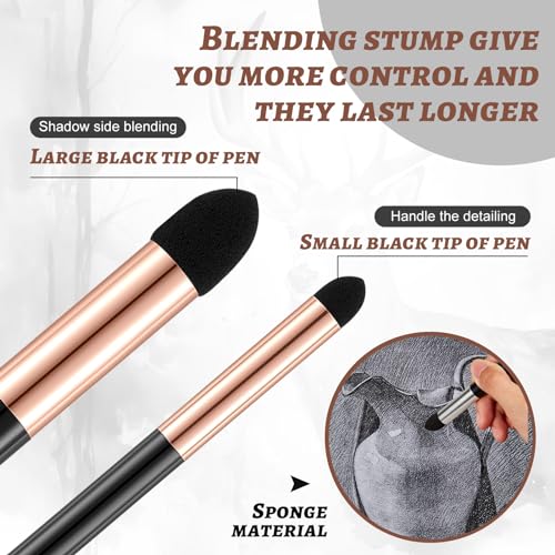 Kosiz 6 Pcs Blending Sponge Pen Rub and Buff Double Headed,Gold | Washable Reusable Sketching Blender Stumps for Artist Drawing, Highlight Shadow Detail Shading, Wipe Buff Art Tools - color: Gold