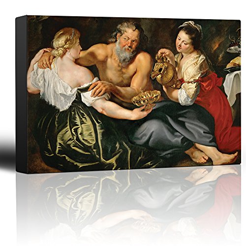 wall26 - Oil Painting of Lot and His Daughters by Peter Paul Rubens - Baroque Style - Catholic, Christianity, Religion - Canvas Art Home Art - 12x18 inches - color: 08. Lot and His Daughters, size: 18"L x 12"W