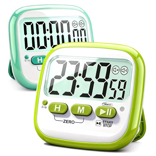 Antonki 2 Pack Classroom Timers for Kids Teachers, Magnetic Countdown Digital Kitchen Timer for Cooking, Study, Exercise, Games, Time Mangement - Loud/Silent Mode - Battery Included - color: 2* Macaron Color ( 97%+ Choice for Kids )