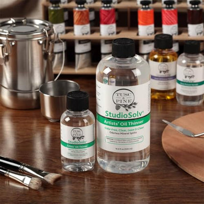 Tusc & Pine StudioSolv™ Odorless Mineral Spirits 33.8oz (1L) | Purified Odor-Free Spirit Solvent For Thinning Oils, Artists, Painting Thinner, Professionals, & More!