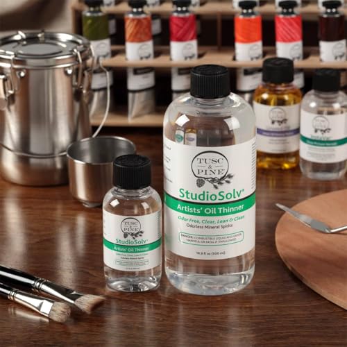 Tusc & Pine StudioSolv™ Odorless Mineral Spirits 3.4oz (100ml) | Purified Odor-Free Spirit Solvent For Thinning Oils, Artists, Painting Thinner, Professionals, & More!