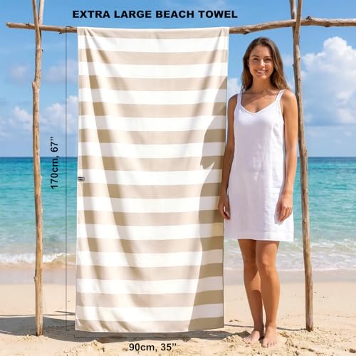 Your Choice Microfiber Beach Towel Sand-Free Quick Dry (67"x35"/60"x30") - color: B-bora Beige, size: Extra Large(67x35")