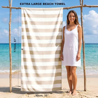 Your Choice Microfiber Beach Towel Sand-Free Quick Dry (67"x35"/60"x30") - color: B-bora Beige, size: Extra Large(67x35")
