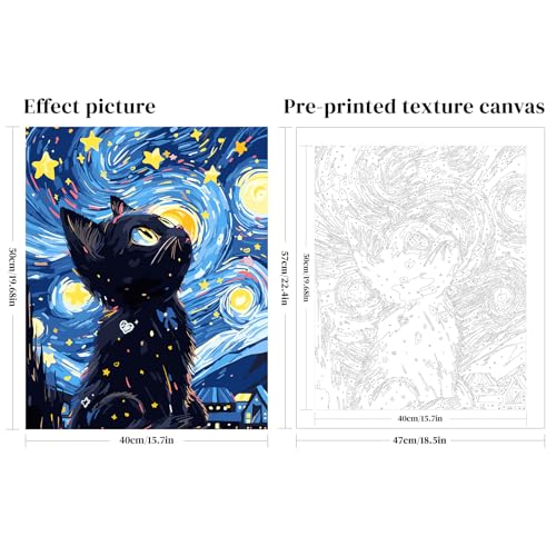 Cat Paint by Numbers Kit for Adults, Animals Oil Painting Gift 16x20 Inch | Paint by Numbers Kit for Adults Cat, Animals Oil Painting Gifts Arts Crafts for Home Decor 16x20 Inch (Starry Sky Cat) - color: A1-cat
