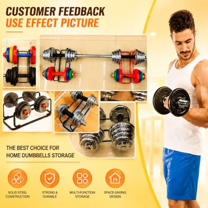 2 IN 1 Dumbbell Rack/Barbell Rack Holder, Solid Steel Make Strength training Dumbbell Rack,660LB Capacity, Universal Dumbbell Storage Stand/Storage Racks,Stand Weight Lifting Dumbbell