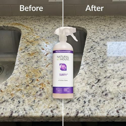 Natural House Surfy - Plant-Based Enzyme All-Purpose Cleaner Spray - Multi-Surface Formula - Septic-Safe, Plumbing-Friendly - Lavender Sage Scent - 32 oz