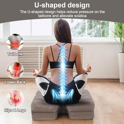 Meditation Cushion, Ideal for Extended Sitting Sessions. Double-Layered Memory Foam seat Cushion (with Handles) Suitable for Yoga, Fireside Relaxation, and Living Room use.