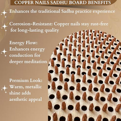 TENGRY Sadhu Board, Specially Crafted Aluminum & Copper Nails, Light Nail Board, 0.31 IN (8 mm), Beginners, Hexagon, Slim Sadhu Wood Board for Standing on Nails, Acupuncture Foot Massage, Yoga Gift - color: Sun and Moon White Copper Nails