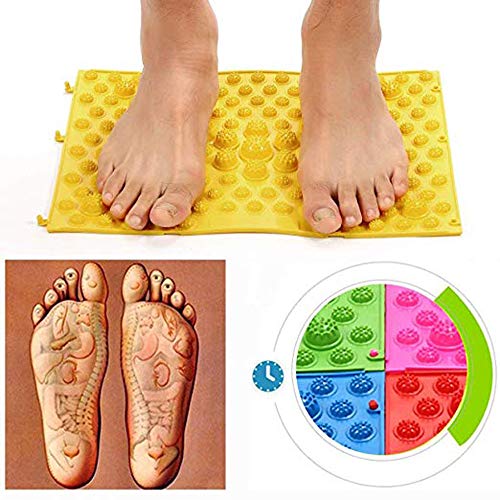 Foot Massage Mat Acupressure Mat Foot Reflexology Walking Toe Plate Massage Pad Bathroom Mat Yoga Mat Anti-Slip Mat Outdoor Game 2 PCS (Yellow) - color: Yellow