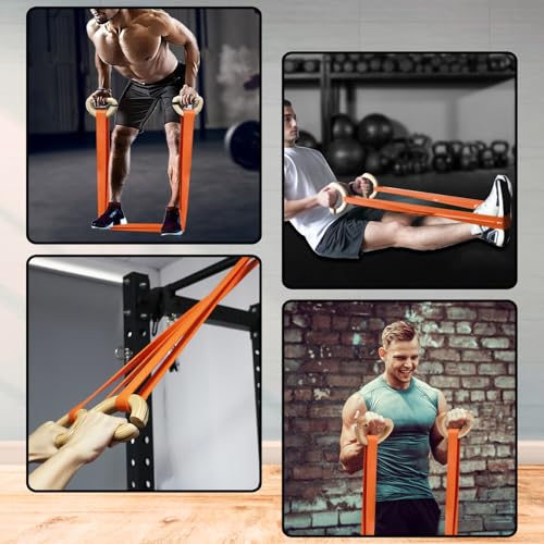 Wooden Resistance Bands Handles Versatile Exercise Handles with Anti-Slip Grip Tapes for Elastic Band Workouts Home Gym Strength Training and Full-Body Workouts - color: handles with embedded metal plates