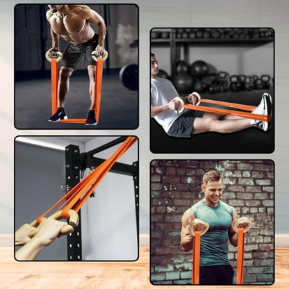 Wooden Resistance Bands Handles Versatile Exercise Handles with Anti-Slip Grip Tapes for Elastic Band Workouts Home Gym Strength Training and Full-Body Workouts - color: handles with embedded metal plates