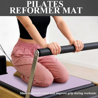QCWN Non-Slip Pilates Reformer Mat Cover, 39" x 24" Pilates Machine Towel with Headrest Cutout, 0.8mm Sweat-Wicking Micro-Suede Foldable Mat for Female Pilates Enthusiast Exercise Matfor Pilate Training Yoga - color: Purple