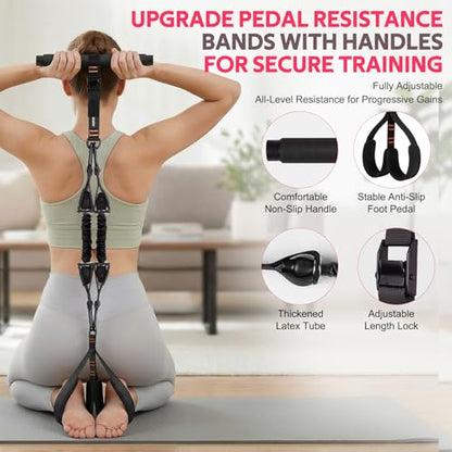 WALITO 15 PCS Pilates Kit, Adjustable Pedal Resistance Band with Handle, Figure 8 Resistance Band for Exercise Women, At Home Workout Equipment Set with Yoga Ball & Booty Bands for Full Body Gym - color: Black