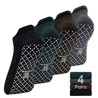 unenow Unisex Non Slip Grip Socks for Yoga Pilates Barre Home & Hospital - color: 4 Pairs-black/Dark Grey/Coffee/Dark Green, size: Small