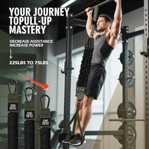 LEEKEY 5-Level Pull Up Assistance Bands Full-Body Training | Resistance Bands with Grip、Door Anchor Physical Therapy Home Gym Workouts Strength Bands for Senior/Adults - style: 75LBS-GREEN