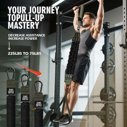 LEEKEY 5-Level Pull Up Assistance Bands Full-Body Training | Resistance Bands with Grip、Door Anchor Physical Therapy Home Gym Workouts Strength Bands for Senior/Adults - style: 75LBS-GREEN