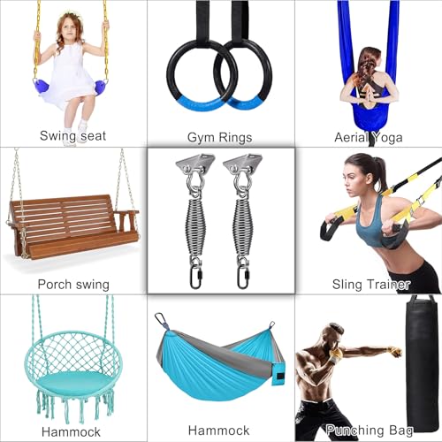 SELEWARE Porch Swing Hanging Kit Stainless Steel Swing Hangers with Spring - color: 180° Swing Hanger With Spring (2 Pack)
