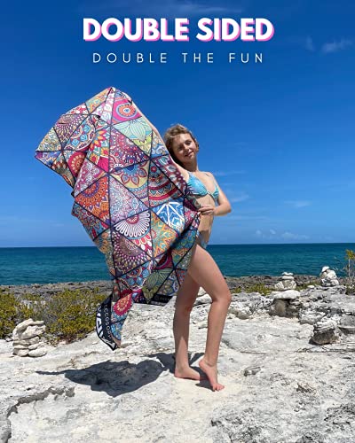 ECCOSOPHY Microfiber Beach Towel - Quick Dry, Sand Free and Oversized 71x35 - color: Havana