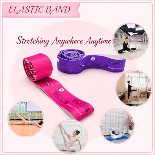 Multi-Loop Stretch Band - Yoga, Pilates, Ballet, and Physical Therapy Stretching Strap for Flexibility, Leg Stretching, and Exercise - Durable Stretching Equipment - color: Purple+Rose Red(8 Loops)