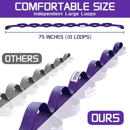 Stretching Strap for Physical Therapy and Home Rehab, 10 Loops - color: Purple