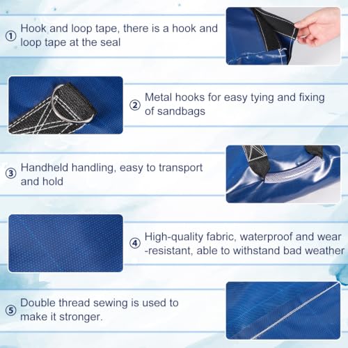 4pcs Vinyl Sandbags, Bounce House Inflatable Water Bounce House Heavy Duty | Sand Bag Anchor Safety Weight Product for Water Slides Canopies and Tents (Blue)