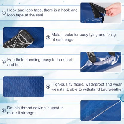 4pcs Vinyl Sandbags, Bounce House Inflatable Water Bounce House Heavy Duty | Sand Bag Anchor Safety Weight Product for Water Slides Canopies and Tents (Blue)