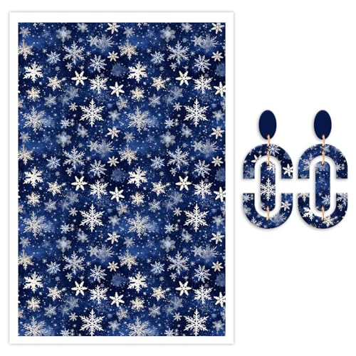 10 Pcs Christmas Polymer Clay Transfer Paper, Xmas Snowflake Santa Clause 2 Design Water Soluble Transfer Sheets for Polymer Clay Earrings Jewelry Making DIY Projects 5.82X3.93 inch