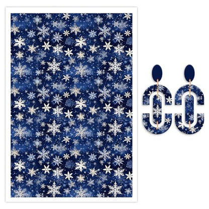 10 Pcs Christmas Polymer Clay Transfer Paper, Xmas Snowflake Santa Clause 2 Design Water Soluble Transfer Sheets for Polymer Clay Earrings Jewelry Making DIY Projects 5.82X3.93 inch