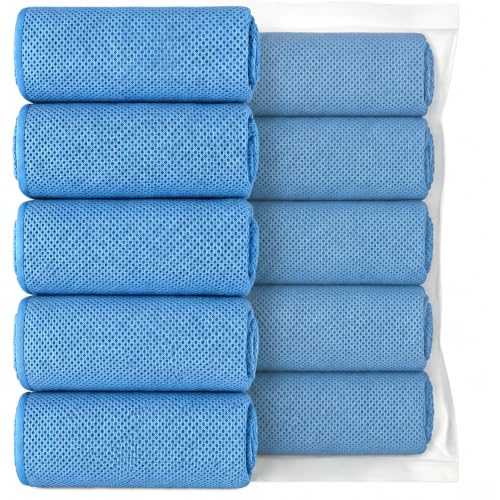 Puomue 5 Pack Cooling Towels, 40 Inches x 12 Inches, Breathable Soft Chilly Microfiber Towel for Yoga, Sport, Running, Workout, Gym, Camping and Fitness, Blue - color: Blue1