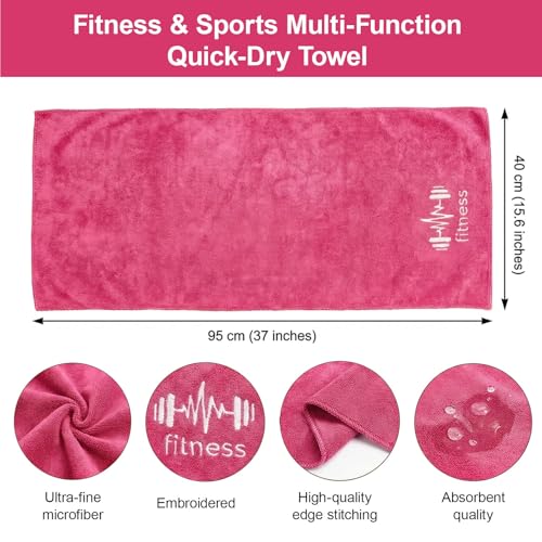 Fitness Towel, Sports Yoga Microfiber Quick-Drying Microfiber Towels for Swimming Gym and Yoga Sweat Pad, Pink - color: Pink