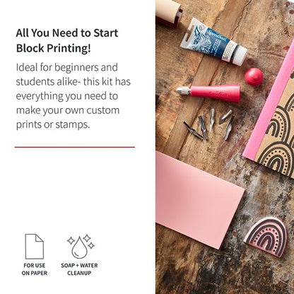Speedball 3471 Super Value Block Printing Starter Kit – Includes Ink, Brayer, Lino Handle and Cutters, Speedy-Carve - size: 7 Piece Starter Kit