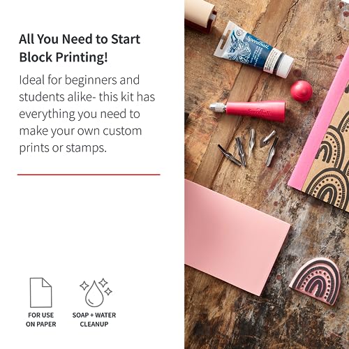 Speedball 3471 Super Value Block Printing Starter Kit – Includes Ink, Brayer, Lino Handle and Cutters, Speedy-Carve - size: 7 Piece Starter Kit