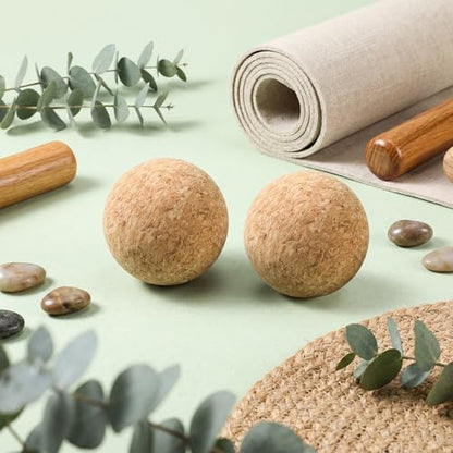 TrelaCo Cork Massage Balls Set of 2 for Fascia Release After Exercise Yoga Point Therapy Relax Muscles Relieve Stress Tools(6cm) - size: 6cm