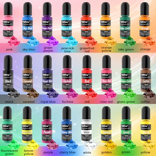 Epoxy Resin Pigment - 24 Color Liquid Colorant, Highly Concentrated Dye for DIY Jewelry Making, Paint, Craft - 0.35oz/10ml Each - color: 24 Colors-10ml
