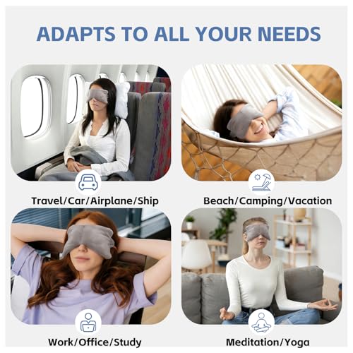 SPRING SEAON Weighted Sleep Mask,Light Blocking,Velvet Gravity,Adjustable | Sleeping Mask, Weighted Glass Beads, Blindfold, Adjustable, Breathable, Day&Night Use, For Travel and Relaxation, Gray - color: Light Gray
