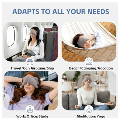 SPRING SEAON Weighted Sleep Mask,Light Blocking,Velvet Gravity,Adjustable | Sleeping Mask, Weighted Glass Beads, Blindfold, Adjustable, Breathable, Day&Night Use, For Travel and Relaxation, Gray - color: Light Gray