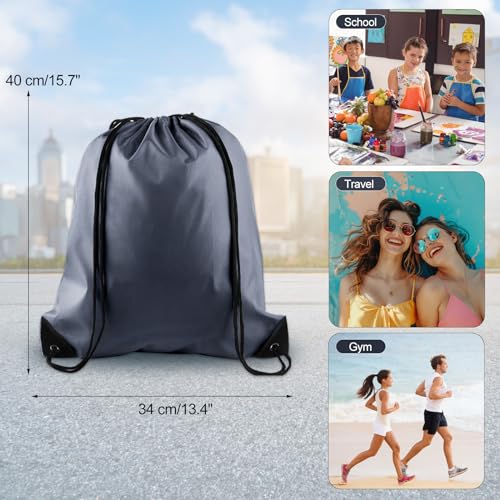 KUUQA 12 Pcs Drawstring Backpack Bags Bulk Gray - color: Gray