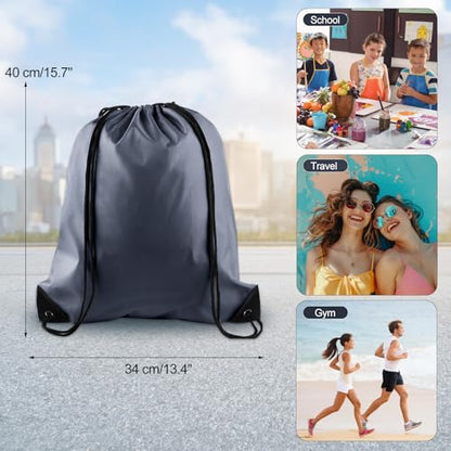 KUUQA 12 Pcs Drawstring Backpack Bags Bulk Gray - color: Gray