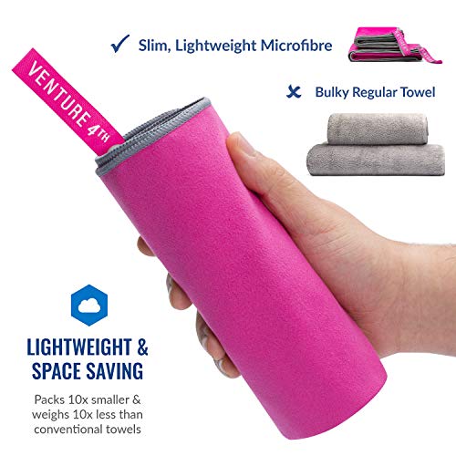 VENTURE 4TH Quick Dry Travel Towel, Ultra Soft Microfiber - 3 Sizes - color: Pink Gray, size: 72.00" x 31.50"