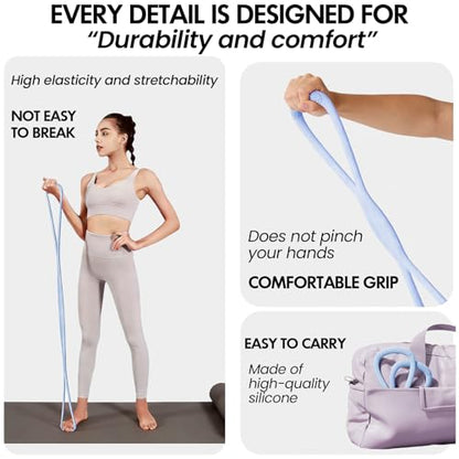 Figure 8 Resistance Band, Figure 8 Resistance Bands for Women Men,Resistance Band Figure for Working Out, Non-Slip Handles, Home Gym, Yoga & Physical Therapy - color: 15lb Purple + 25lb Blue