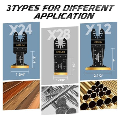 64pcs Titanium Oscillating Tool Blades, Universal Multitool Blades | Oscillating Saw Blade for Hard Wood, Metal,Nails, Laminate Flooring, Multi Tool Blades Kits for Dewalt Bosch Milwaukee Ryobi - size: 64 PCS