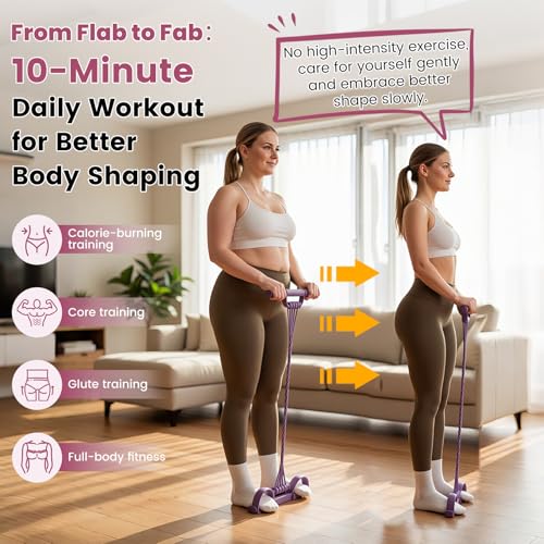 Pedal Resistance Band 3-in-1 Adjustable Latex Full Body Trainer - color: Purple