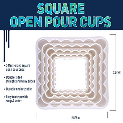 FolkArt Drizzle Open Pour Cups, Set of 5 Square Cups for DIY Paint Pouring Arts and Crafts Projects, 61851 - style: Square Pour Cups