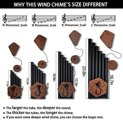 Wind Chimes Outdoor Large Deep Tone, 44 Inches Sympathy Wind Chimes Tuned Soothing Melody, Memorial Wind-Chime with 6 Heavy Tubes for Outside Decoration, Garden/Yard. Black Wind Chime - size: 44"BK