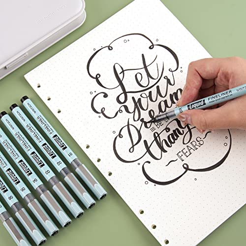 WRITECH Liquid Fineliner Pens Black Precision Multiliner Micro Pen 9 Pack, Quick Dry Waterproof Pigment Ink Drawing Pen for Journaling Planning Hand Lettering Illustration Sketching Calligraphy