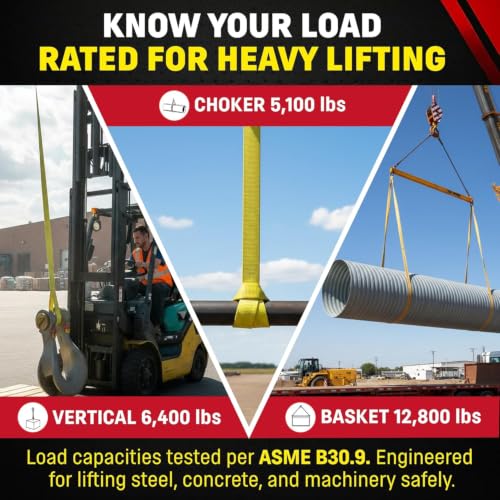 DD Sling (USA Made). 2" wide X (4' to 20' lengths) in Listing! 2 Ply Twisted Eye, Nylon Lifting Slings, Eye & Eye, Heavy Duty (900 webbing), 6,400 lbs Vertical, 5,100 Choker, 12,800 Basket Load Capacity (2inX4ft) - size: 2 in x 4 ft