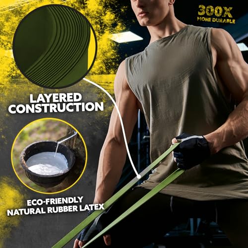 Long Resistance Bands Set, 5 Pull Up Assistance Bands for Working Out - color: Green