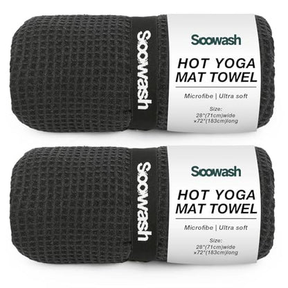 Hot Yoga Mat Towel, Non-Slip Grip Microfiber 28x72in - color: Black, size: 28 inch X 72 inch
