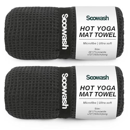 Hot Yoga Mat Towel, Non-Slip Grip Microfiber 28x72in - color: Black, size: 28 inch X 72 inch