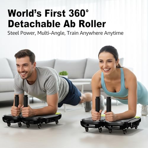Upgrade Ab Roller Wheel Detachable Abdominal Wheel With 360° for Core Workout, Multi-Directional Abs Roller Board For Full body exercise Home Gym of All Fitness Levels, Ab Trainer with 8 Wheels